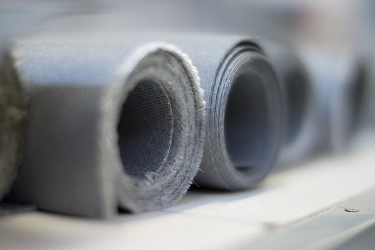 Close up of rolled fabric for textile smoke barriers